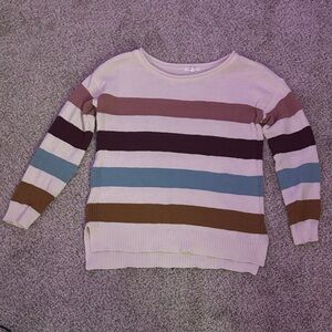 Maurices Colorful Striped Crew Neck Sweater